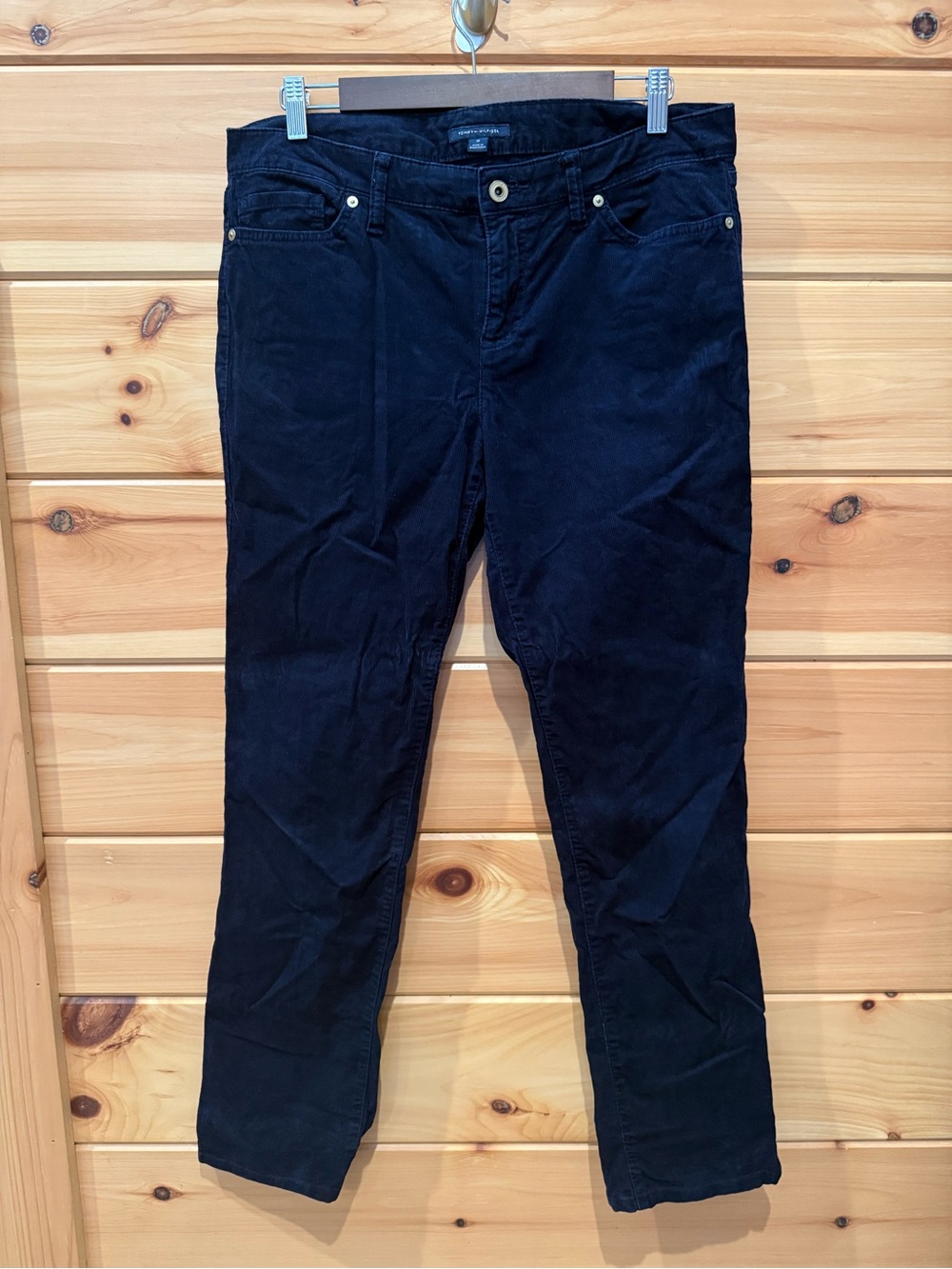 Tommy Hilfiger Dark Navy Fine-Wale Corduroy Straight Leg Pants Size 10